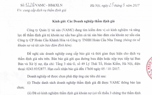 Thông báo của VAMC.<br>
