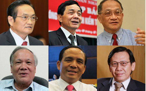 Ông Trần Du Lịch, ông Mai Xuân Hùng, ông Lê Đăng Doanh, ông Trần Ngọc Hùng, ông Lê Hoàng Châu, ông Lê Chí Hiếu.<br>