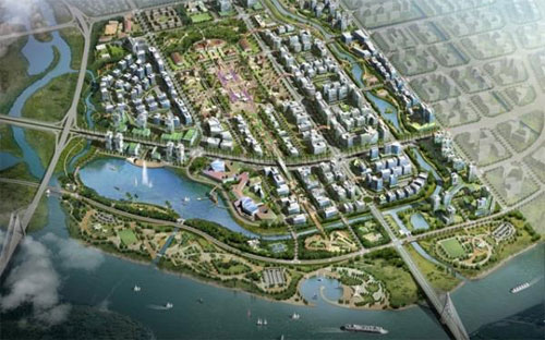 Phối cảnh khu trung tâm hành chính - chính trị thành phố Hải Phòng mới.