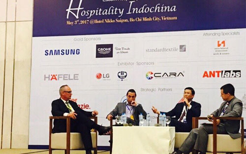 Ông Lê Thành Vinh, Tổng giám đốc Tập đoàn FLC, phát biểu tại hội nghị Hospitality Indochina 2017. Đây là sự kiện thường niên về các vấn đề của thị trường bất động sản du lịch khu vực Đông Dương.