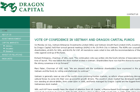 Thông cáo của Dragon Capital cuối chiều 12/7.