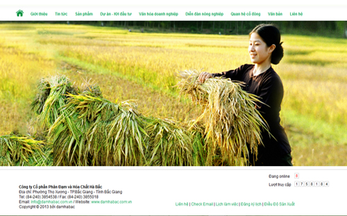 Trang web của Công ty Cổ phần Phân đạm và Hóa chất Hà Bắc.
