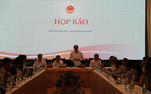 Quang cảnh buổi họp báo tại Tp.HCM chiều 29/4.<br>