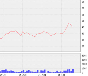 Biểu đồ diễn biến giá cổ phiếu DZM từ cuối thánh 7/2009 đến nay - Nguồn: VNDS.