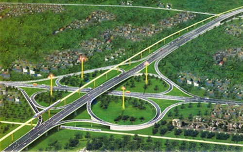 Mô hình một nút giao thông trên tuyến đường cao tốc Dầu Giây - Phan Thiết.<br>