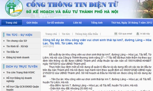 Công ty của thương binh đề xuất xây công viên sinh thái tại Hà Nội