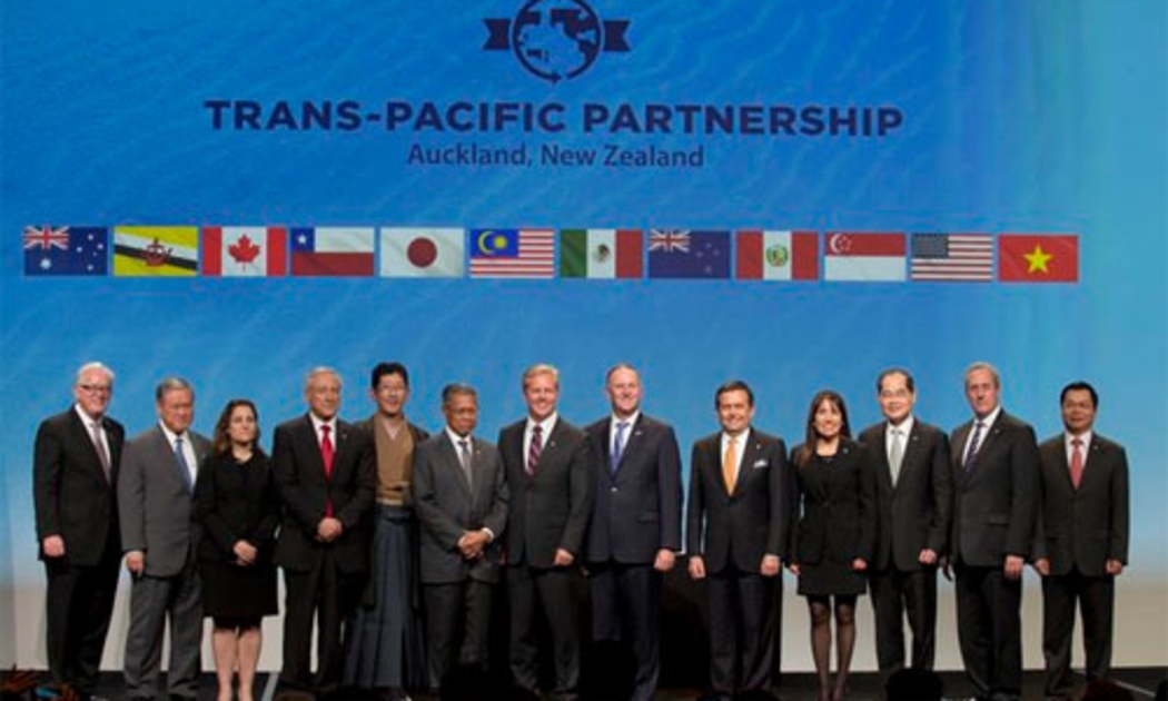 Đại diện 12 nước tham gia ký kết TPP tại Aucland - New Zealand.