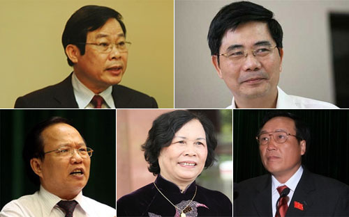 Ông Nguyễn Bắc Son, ông Cao Đức Phát, ông Hoàng Tuấn Anh, bà Phạm Thị Hải Chuyền và ông Nguyễn Hòa Bình.<br>