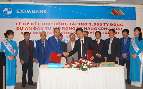 Lễ ký hợp đồng khoản vay giữa Eximbank với Vimico.<br>