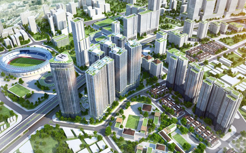 Phối cảnh tổng thể khu đô thị Golden Silk.<br>