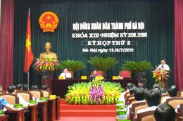 Quang cảnh kỳ họp Hội đồng nhân dân thành phố sáng 13/7 - Ảnh: Bảo Anh.