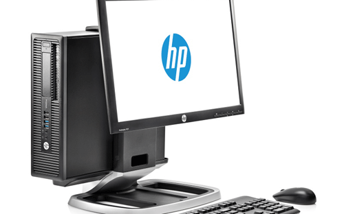 Không gian làm việc gọn gàng với HP ProDisplay P221 được gắn vào HP ProDesk 600 G1 khung nhỏ (SFF).