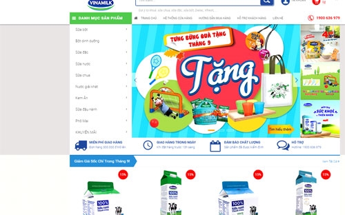 VinamilkeShop - Giấc mơ sữa Việt cung cấp đến khách hàng đầu cuối toàn bộ danh mục sản phẩm của Vinamilk: Sữa bột, bột dinh dưỡng, sữa đặc, sữa nước, sữa chua, nước giải khát, kem ăn, sữa đậu nành và phô mai.