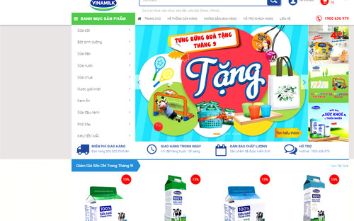 VinamilkeShop - Giấc mơ sữa Việt cung cấp đến khách hàng đầu cuối toàn bộ danh mục sản phẩm của Vinamilk: Sữa bột, bột dinh dưỡng, sữa đặc, sữa nước, sữa chua, nước giải khát, kem ăn, sữa đậu nành và phô mai.