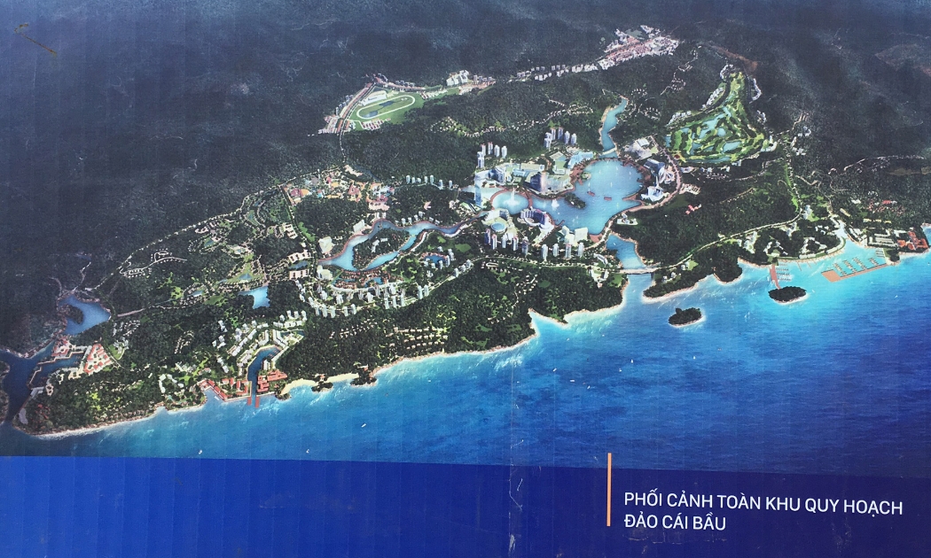 Phối cảnh toàn khu quy hoạch đảo Cái Bầu - nơi sẽ có khu nghỉ dưỡng giải trí cao cấp của đặc khu Vân Đồn.