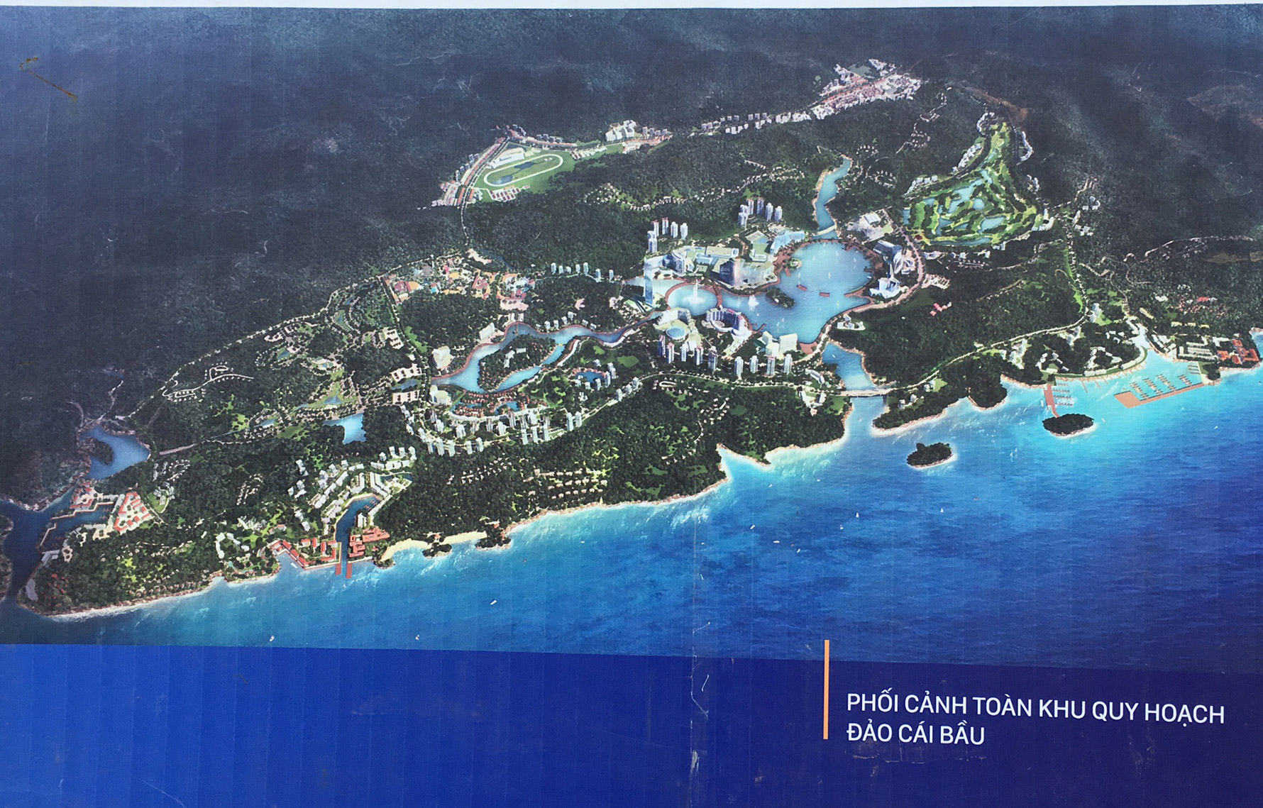 Phối cảnh toàn khu quy hoạch đảo Cái Bầu - nơi sẽ có khu nghỉ dưỡng giải trí cao cấp của đặc khu Vân Đồn.