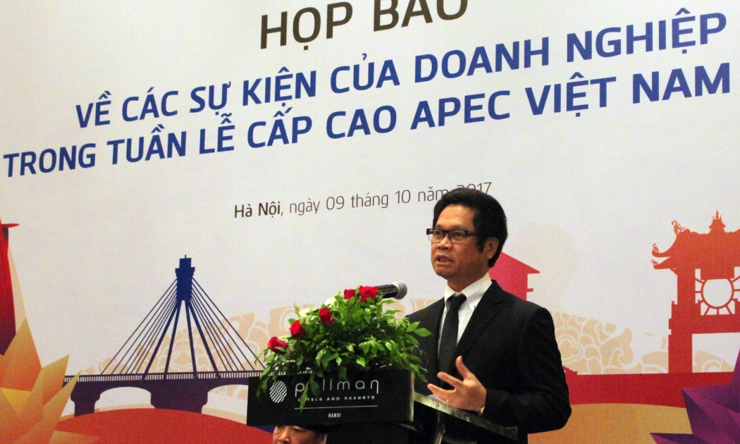 Chủ tịch Phòng Thương mại và Công nghiệp Việt Nam Vũ Tiến Lộc tại cuộc họp báo - Ảnh: ĐT.