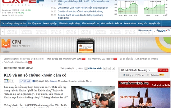 Một bản sao bài viết được đăng tải trên trang tin CafeF. Bài viết này hiện đã bị xóa.