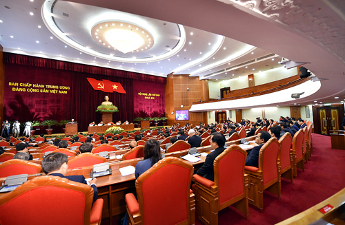 Quang cảnh Hội nghị Trung ương 6, khóa 12 khai mạc sáng 4/10.<br>