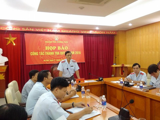 Phó tổng thanh tra Chính phủ Ngô Văn Khánh chủ trì họp báo ngày 27/10.<br>