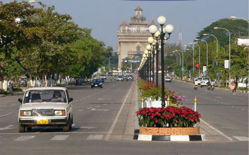 Một góc thủ đô Vientiane của Lào.