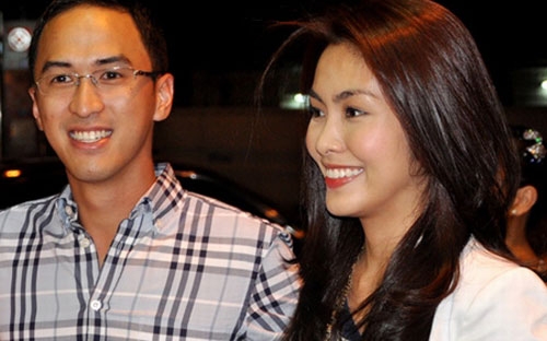 Louis Nguyễn và vợ. Từ khi quen biết, yêu và cưới Tăng Thanh Hà, anh được báo chí nhắc đến nhiều hơn.