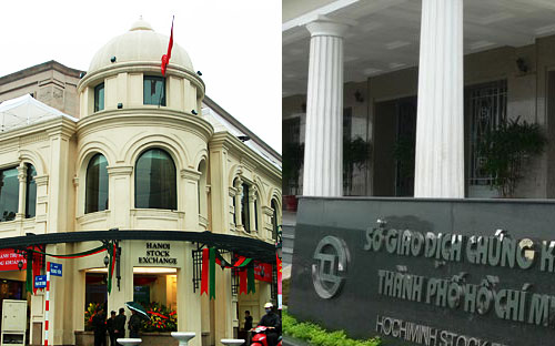 Một góc trụ sở Sở Giao dịch Chứng khoán Hà Nội và Sở Giao dịch Chứng khoán Tp.HCM.