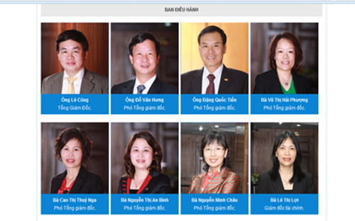 Ban điều hành hiện tại của Ngân hàng Quân Đội.<br>