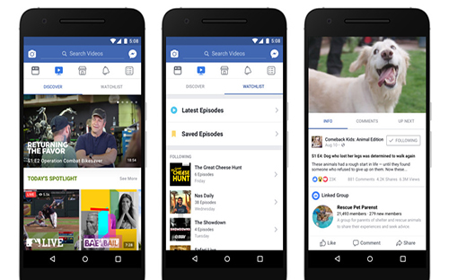 Giao diện Watch được đăng tải trên cổng thông tin Newsroom của Facebook.