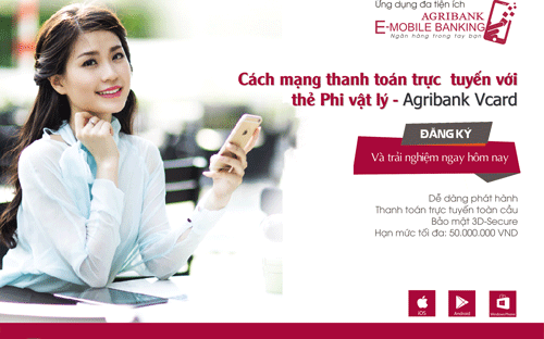 Agribank Vcard là thẻ phi vật lý ghi nợ quốc tế, có đầy đủ các tính năng
 và độ bảo mật cao thông qua dịch vụ 3D-Secure được cung cấp miễn phí 
cho chủ thẻ.