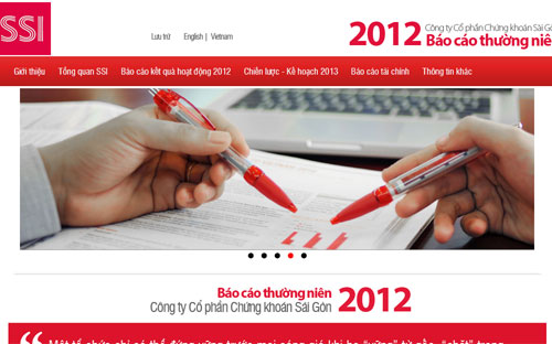 Một góc giao diện website SSI AR 2012 của SSI.<b><br></b>