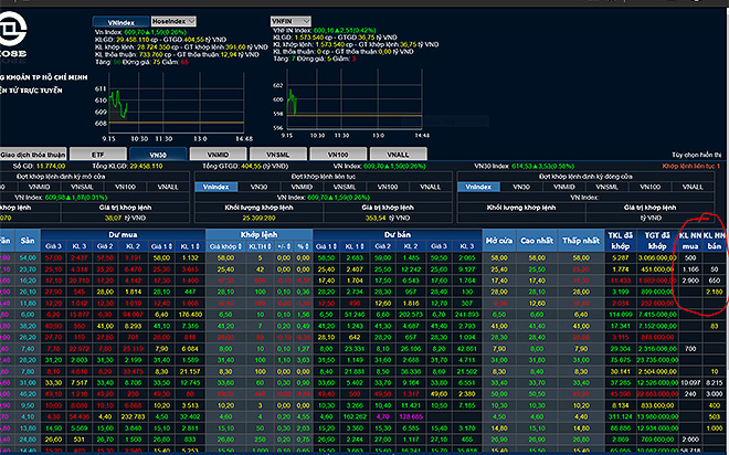 Bảng giá của HSX đã cải tiến và có thêm thông tin về khối lượng bán của nhà đầu tư nước ngoài theo thời gian thực.