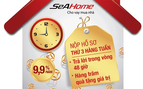 Tại ngân hàng SeABank, khi khách hàng vay mua nhà sẽ được ưu đãi mức lãi suất chỉ 9,9%/năm cho 3 tháng đầu tiên.
