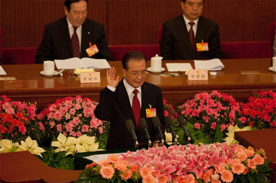 Thủ tướng Trung Quốc Ôn Gia Bảo tại kỳ họp thứ ba Quốc hội Trung Quốc khóa XI, diễn ra ở thủ đô Bắc Kinh từ ngày 5-14/3 - Ảnh: Getty Images.