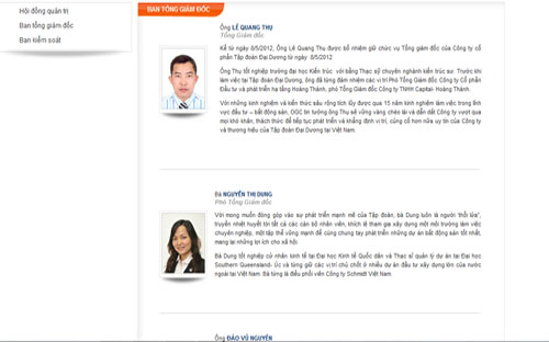 Thành viên Ban tổng giám đốc hiện tại của OGC.<br>