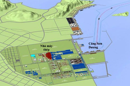 Phối cảnh tổ hợp cảng biển và luyện thép Formosa tại Hà Tĩnh.
