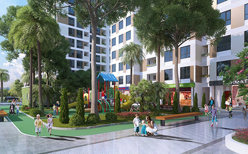 Dự án được đầu tư không gian xanh, trong lành, mát mẻ.