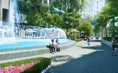 Tại Imperia của MIK Group có không gian sống&nbsp;với hồ bơi rộng lớn ở trung tâm, những khu vườn nhiệt đới xanh và cả những lối đi dạo rợp bóng cây và thảm cỏ.