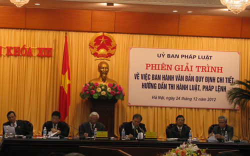 Phiên giải trình do Ủy ban Pháp luật của Quốc hội tổ chức sáng 24/12.