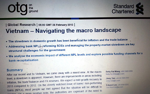 Theo nhóm nghiên cứu của Standard Chartered, tỷ lệ nợ xấu của Việt Nam có thể kiểm soát được miễn là nó không vượt quá 20%.