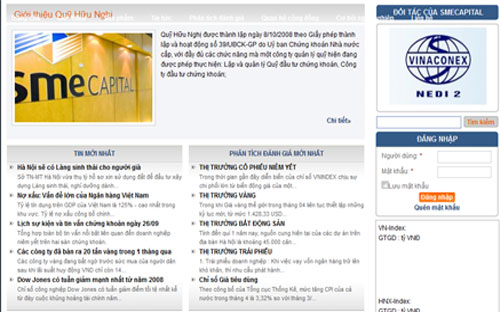 Trang web của quỹ Hữu Nghị.<br>