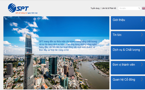 Trang web của Công ty Cổ phần Dịch vụ Bưu chính Viễn thông Sài Gòn (SPT). <br>