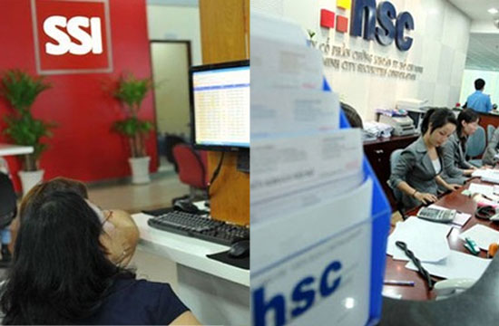 Hai vị trí đứng đầu thị phần môi giới cổ phiếu trên HOSE vẫn là HSC với 12,48% và SSI với 10,95% thị phần.