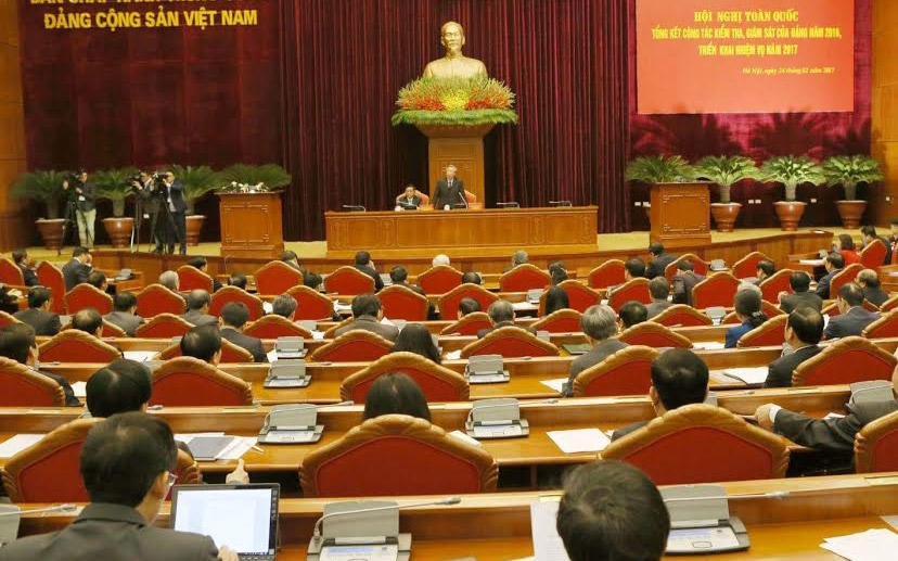 Tổng bí thư phát biểu tại hội nghị toàn quốc tổng kết công tác kiểm tra, giám sát, thi hành kỷ luật Đảng năm 2016, diễn ra ngày 24/2.<br>
