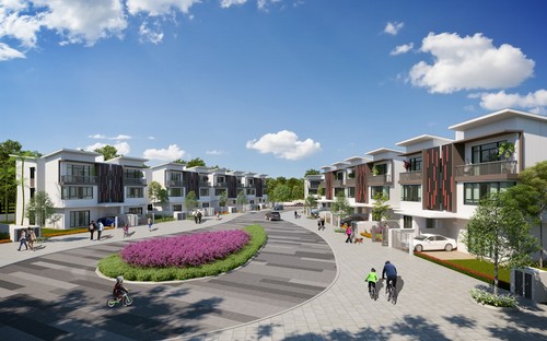 Phối cảnh tổng thể khu biệt thự Courtyard Homes.<br>