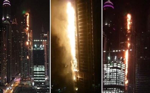 Vào lúc hơn 1h sáng (giờ địa phương) ngày 4/8, tháp chung cư 86 tầng Torch Tower (tháp Ngọn đuốc) tại Dubai bốc cháy dữ dội. Trước đó, tháng 2/2015, tòa tháp có gần 700 cư dân này cũng gặp hỏa hoạn - Video: RT.<br>