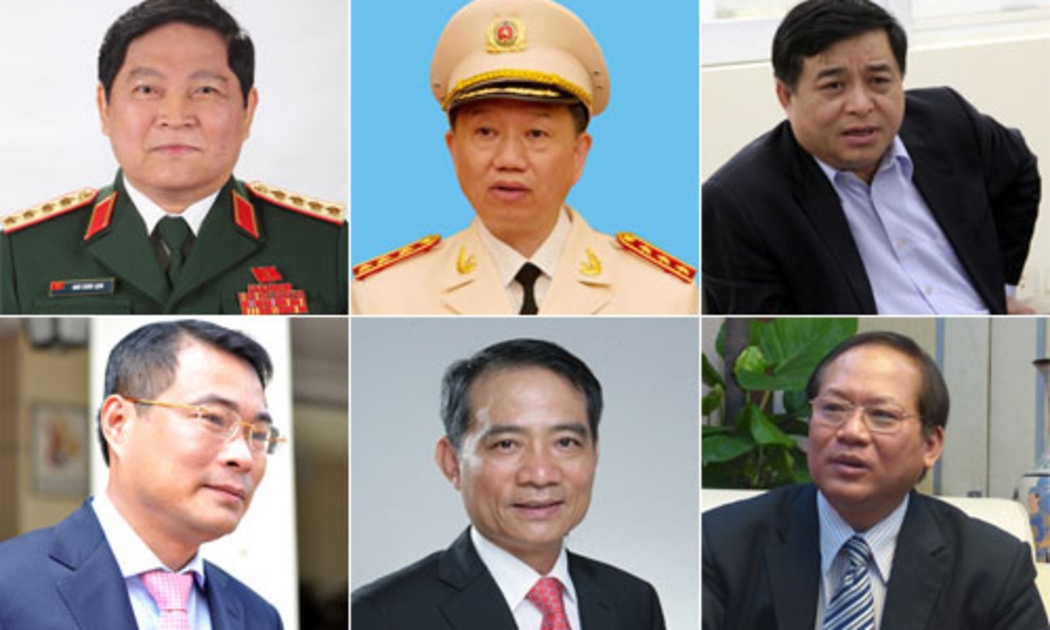 Đại tướng Ngô Xuân Lịch, Thượng tướng Tô Lâm, ông Nguyễn Chí Dũng, ông 
Lê Minh Hưng, ông Trương Quang Nghĩa, ông Trương Minh Tuấn.<br>