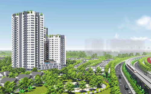 Phối cảnh dự án Hưng Phát Silver Star mặt tiền Nguyễn Hữu Thọ (hiện dự án đã xây dựng đến sàn tầng 6).