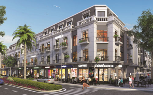 Phối cảnh khu shophouse của dự án.<br>