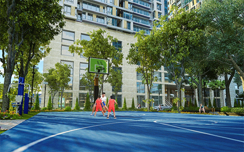 Phối cảnh khu sân chơi thể thao tại dự án GoldSeason (47 Nguyễn Tuân, quận Thanh Xuân, Hà Nội).